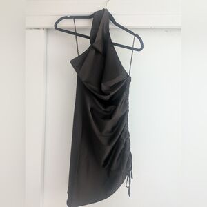 Elegant Chocolate Brown Halter Dress